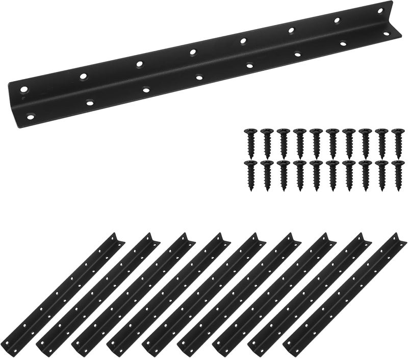 Redunest L Bracket, Heavy Duty Corner Brace, 10 Pack 14.8" Metal Shelf Bracket Angle Bracket for Shelves, Black Metal Braces for Wood, 375mm Overall Length - Image 1